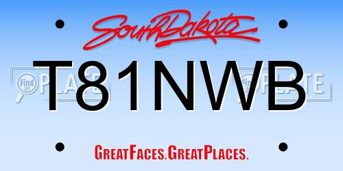 T81NWB South Dakota License Plate