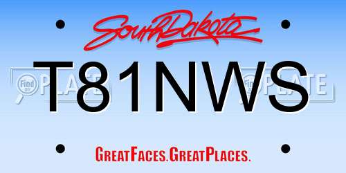 T81NWS South Dakota License Plate