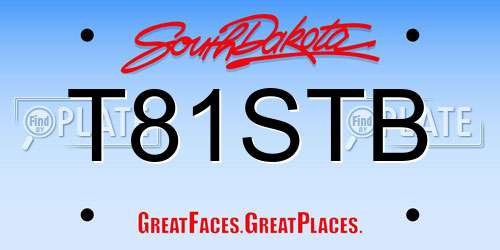 T81STB South Dakota License Plate