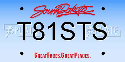 T81STS South Dakota License Plate