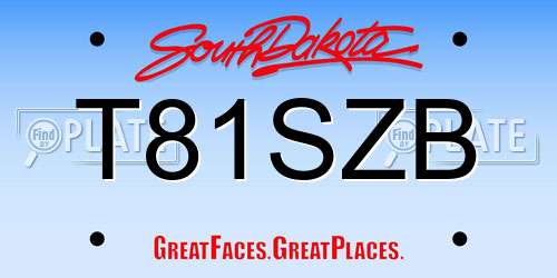 T81SZB South Dakota License Plate