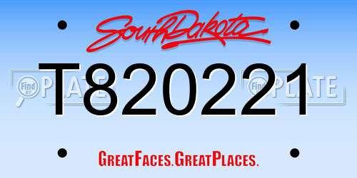 T820221 South Dakota License Plate