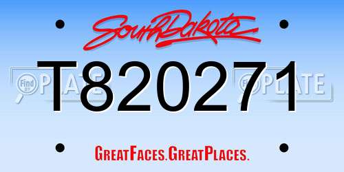 T820271 South Dakota License Plate