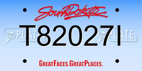 T82027I South Dakota License Plate
