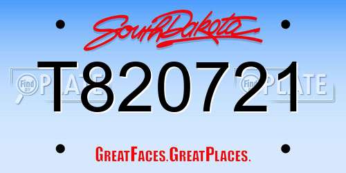 T820721 South Dakota License Plate