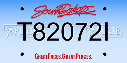 T82072I South Dakota License Plate
