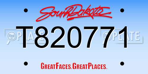 T820771 South Dakota License Plate