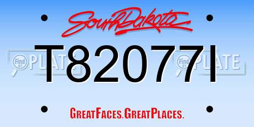 T82077I South Dakota License Plate