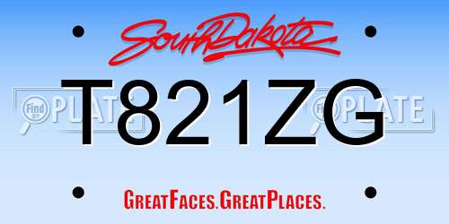 T821ZG South Dakota License Plate