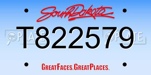 T822579 South Dakota License Plate
