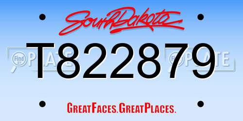 T822879 South Dakota License Plate