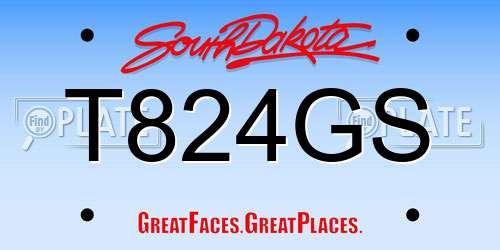 T824GS South Dakota License Plate