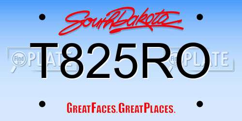 T825RO South Dakota License Plate