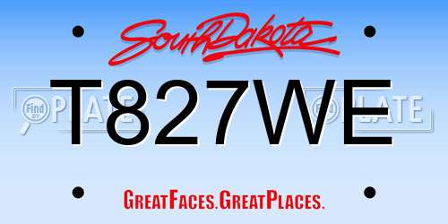 T827WE South Dakota License Plate