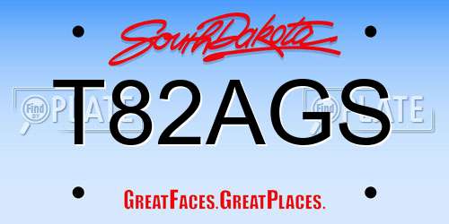T82AGS South Dakota License Plate