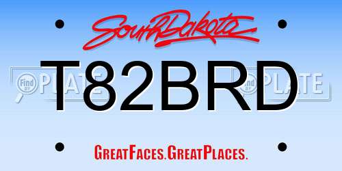 T82BRD South Dakota License Plate