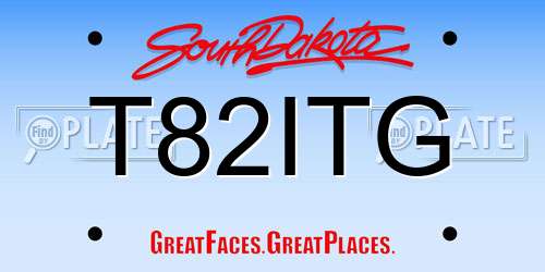 T82ITG South Dakota License Plate