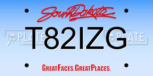 T82IZG South Dakota License Plate