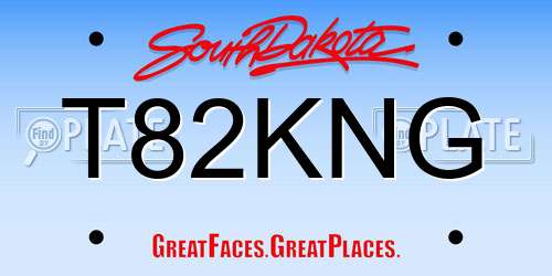 T82KNG South Dakota License Plate
