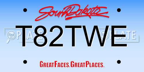 T82TWE South Dakota License Plate