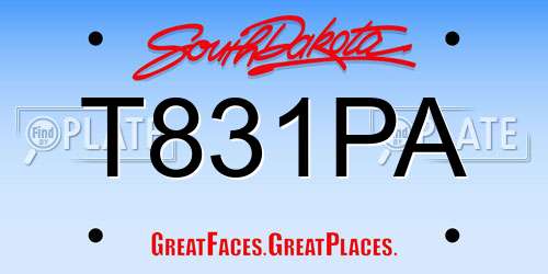 T831PA South Dakota License Plate