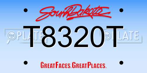 T8320T South Dakota License Plate