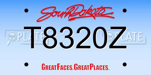 T8320Z South Dakota License Plate