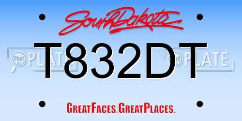 T832DT South Dakota License Plate