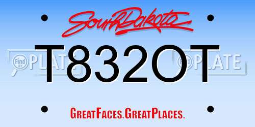 T832OT South Dakota License Plate