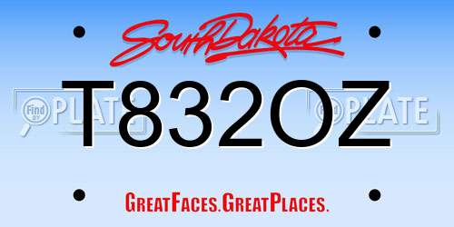 T832OZ South Dakota License Plate