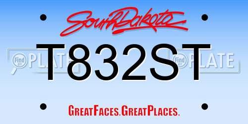 T832ST South Dakota License Plate