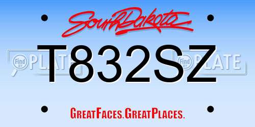 T832SZ South Dakota License Plate