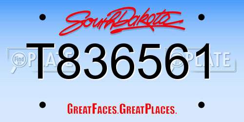 T836561 South Dakota License Plate