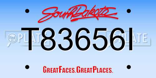 T83656I South Dakota License Plate