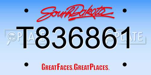 T836861 South Dakota License Plate
