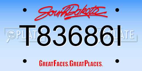 T83686I South Dakota License Plate