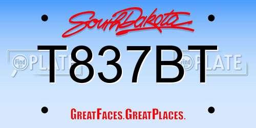 T837BT South Dakota License Plate
