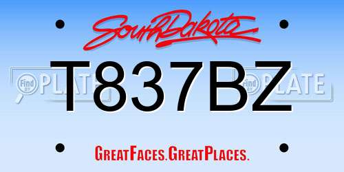 T837BZ South Dakota License Plate