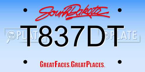 T837DT South Dakota License Plate