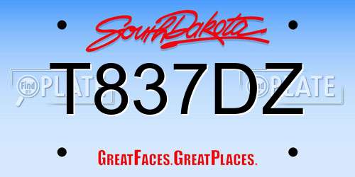 T837DZ South Dakota License Plate