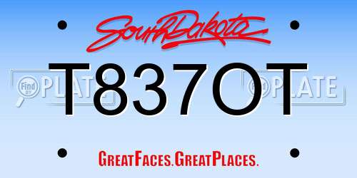 T837OT South Dakota License Plate