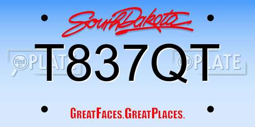 T837QT South Dakota License Plate