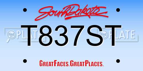 T837ST South Dakota License Plate