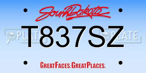 T837SZ South Dakota License Plate