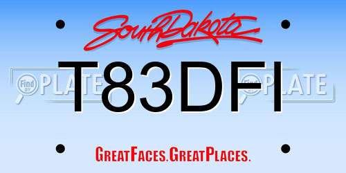 T83DFI South Dakota License Plate