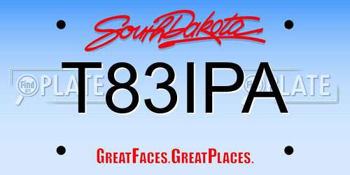 T83IPA South Dakota License Plate