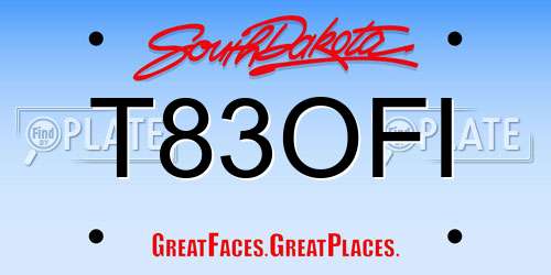 T83OFI South Dakota License Plate