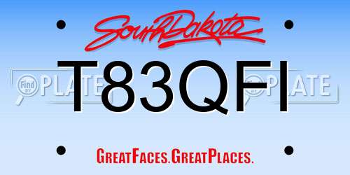 T83QFI South Dakota License Plate