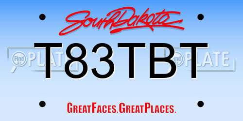 T83TBT South Dakota License Plate