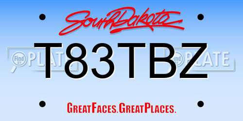T83TBZ South Dakota License Plate